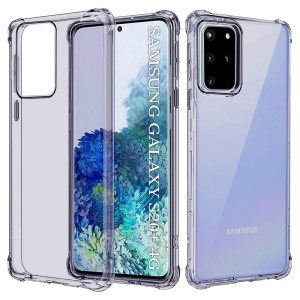 Husa pentru Samsung Galaxy S20 Plus / Galaxy S20 Plus 5G, SKYDDAR INNOVATION, Shockproof Clear Silicone, Silicon Slim, set cu sticker, Fumuriu