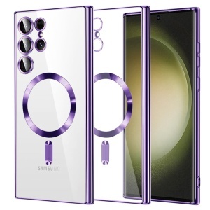 Husa pentru Samsung Galaxy S23 Ultra, SKYDDAR INNOVATION, Luxury Shield Magsafe, Protectie Antisoc, set cu sticker, Mov