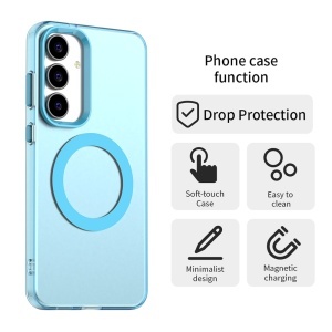 Husa pentru Samsung Galaxy S25 FE, Antisoc, Magsafe, set cu sticker, CandyCase, Albastru - Img 4