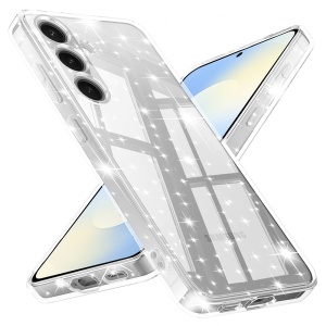 Husa pentru Samsung Galaxy S25 FE, SKYDDAR INNOVATION, SparkleSkin din Silicon TPU cu Sclipici, Design Elegant, set cu sticker, Transparenta