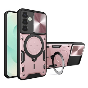 Husa pentru Samsung Galaxy S25 Plus, SKYDDAR INNOVATION, CamGuard Pro, Inel Magnetic, Protectie Camera, set cu sticker, Roz auriu