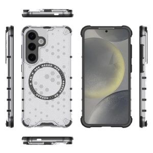 Husa pentru Samsung Galaxy S25, SKYDDAR INNOVATION, HoneyComb Shield MagSafe, Alb, set cu sticker - Img 5