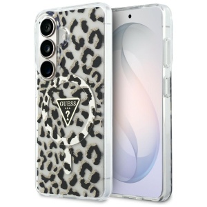 Husa pentru Samsung Galaxy S26, IML Leopard Print Triangle, Guess, Negru