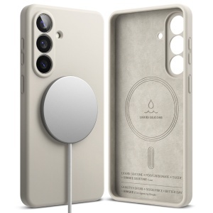 Husa pentru Samsung Galaxy S26 Plus, Antisoc Silicon, Policarbonat, Ringke, Silicone MagSafe, Crem