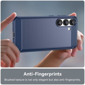 Husa pentru Samsung Galaxy S26, SKYDDAR INNOVATION, Carbon Silicone, din Silicon Slim, cu textura Fibra Carbon, set cu sticker, Albastru - Img 4