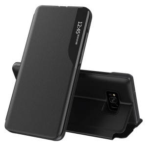 Husa pentru Samsung Galaxy S8, tip carte, set cu sticker, eFold, Negru