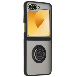 Husa pentru Samsung Galaxy Z Flip6, SKYDDAR INNOVATION, Glinth cu Inel Rotativ 360° Magnetic, Negru, set cu sticker  - Img 9