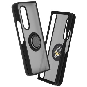 Husa pentru Samsung Galaxy Z Fold3 5G, SKYDDAR INNOVATION, Glinth cu Inel Rotativ 360° Magnetic, Negru, set cu sticker - Img 14