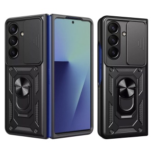Husa pentru Samsung Galaxy Z Fold7, SKYDDAR INNOVATION, CamShield, Negru, set cu sticker