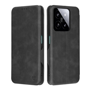Husa pentru Xiaomi 14, SKYDDAR INNOVATION, Safe Wallet tip carte din Piele Ecologica, Suport Carduri, Inchidere Magnetica, Negru, set cu sticker