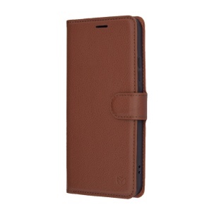 Husa pentru Xiaomi 15T, SKYDDAR INNOVATION, Leather Folio tip Carte, cu Portofel Interior, Finisaje Premium, set cu sticker, Maro - Img 5