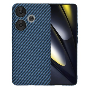 Husa pentru Xiaomi Poco F6, Finisaj Premium cu Textura de Carbon, Design Elegant, SKDR CarbonFlex - Cyan