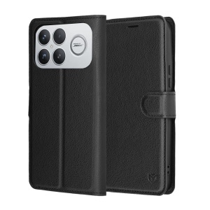Husa pentru Xiaomi Poco F8 Ultra, SKYDDAR INNOVATION, Leather Folio tip Carte, cu Portofel Interior, Finisaje Premium, set cu sticker, Negru