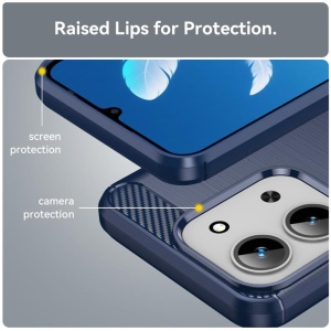 Husa pentru Xiaomi Redmi 15C 4G, SKYDDAR INNOVATION, Carbon Silicone, din Silicon Slim, cu textura Fibra Carbon, set cu sticker, Albastru - Img 2