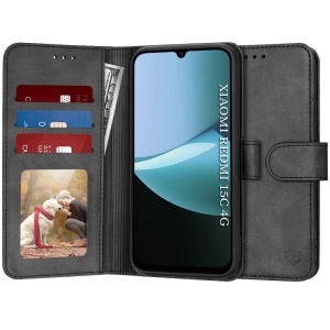Husa pentru Xiaomi Redmi 15C 4G, SKYDDAR INNOVATION, Diary Book, tip carte cu Portofel Interior, Antisoc, set cu sticker, Negru
