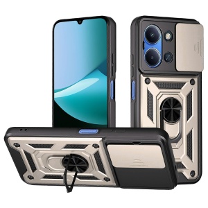 Husa pentru Xiaomi Redmi 15C 5G, SKYDDAR INNOVATION, CamShield, Inel magnetic, set cu sticker, Auriu