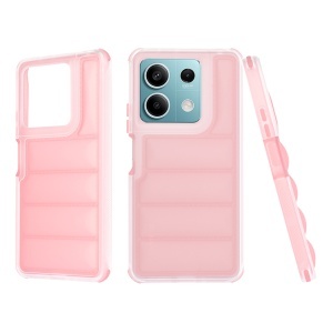Husa pentru Xiaomi Redmi Note 13 5G, anti soc, margini ridicate, design modern, set cu sticker, wave shield, Roz