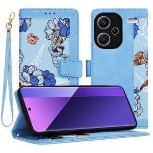 Husa pentru Xiaomi Redmi Note 13 Pro+ 5G, SKYDDAR INNOVATION, Flipcraft din Piele Ecologică, Stand Integrat, Buzunare pentru Carduri, set cu sticker, Bleu