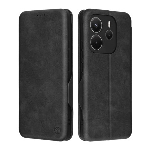 Husa pentru Xiaomi Redmi Note 14 4G (163.25 x 76.55 x 8.16mm), SKYDDAR INNOVATION, Pocket Safe, tip carte din Piele Ecologica, Suport Carduri, Inchidere Magnetica, set cu sticker, Negru - Img 1