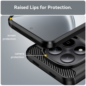 Husa pentru Xiaomi Redmi Note 15 5G, SKYDDAR INNOVATION, Carbon Silicone, din Silicon Slim, cu textura Fibra Carbon, set cu sticker, Negru - Img 6