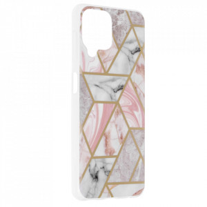 Husa Samsung Galaxy A22 4G Marble Series, Techsuit - Pink Hex - Img 2