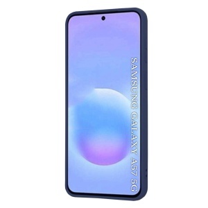 Husa Samsung Galaxy A57 5G din Silicon Catifelat, SoftElegance, set cu sticker, Bleumarin - Img 4