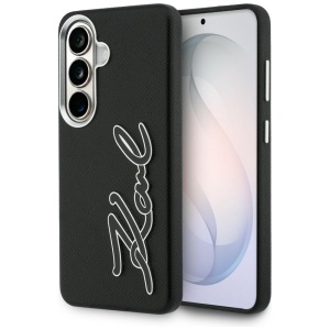 Husa Samsung Galaxy S26 - Karl Lagerfeld Full Wrapped Grained Leather with Signature Resin Logo (KLHCS26SPGFKSRSK) - Black