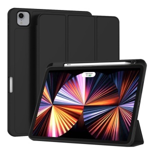 Husa tableta pentru iPad Pro 11 (2018 / 2020 / 2021 / 2022), suport Pencil, functie Sleep/Wake, Flex Trifold, set cu sticker, Negru
