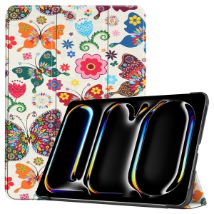 Husa tableta pentru iPad Pro 13 (2024), SKYDDAR INNOVATION, cu suport Multi-Unghi si functie Sleep/Wake, FoldPro, Butterfly, set cu sticker