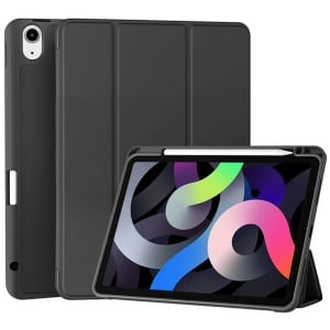 Husa tableta pentru Samsung Galaxy Tab A11 Plus / A9 Plus, suport Pencil, functie Sleep/Wake, Flex Trifold, set cu sticker, Negru