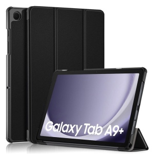 Husa tableta pentru Samsung Galaxy Tab A9 Plus, SKYDDAR INNOVATION, cu suport Multi-Unghi si functie Sleep/Wake, FoldPro, Negru, set cu sticker