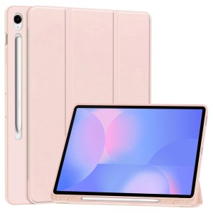 Husa tableta pentru Samsung Galaxy Tab S10 FE Plus, suport Pencil, functie Sleep/Wake, SKDR, Flex Trifold, Roz, set cu sticker