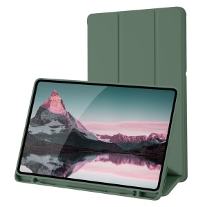 Husa tableta pentru Samsung Galaxy Tab S6 Lite (2020/2022/2024), suport Pencil, functie Sleep/Wake, Flex Trifold, set cu sticker, Verde inchis