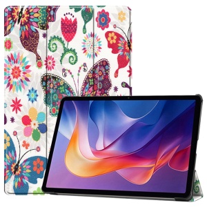 Husa tableta pentru Xiaomi Redmi Pad 2, SKYDDAR INNOVATION, cu suport Multi-Unghi si functie Sleep/Wake, FoldPro, Butterfly, set cu sticker