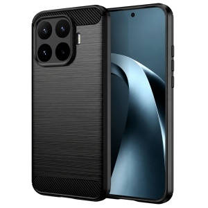 Husa Xiaomi 17T Pro din Silicon Slim, cu textura Fibra Carbon, set cu sticker, Carbon Silicone, Negru