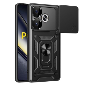 Husa Xiaomi Poco F6 cu inel magnetic si protectie camera Skyddar CamShield - Negru