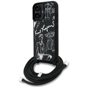 Huse pentru iPhone 16, Karl Lagerfeld, Saffiano Crossbody, Albastru