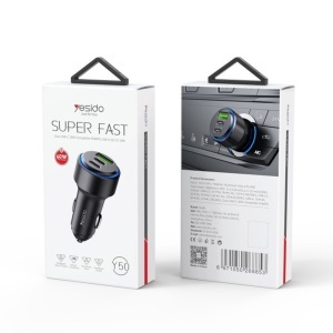 Incarcator auto, 2x USB-C, 1x USB, 60W, Quick Charge, Yesido, Negru - Img 7