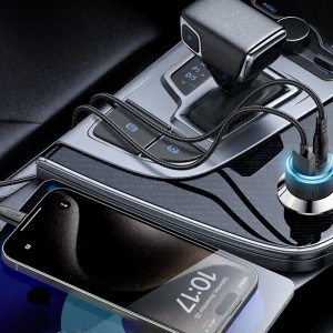 Incarcator auto, 3 porturi, 38W, PD, Cablu Type-C la Lightning, Yesido, Negru - Img 6