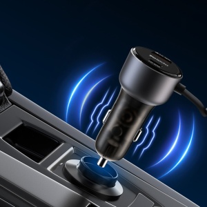 Incarcator auto, 50W, Cablu Lightning, Porturi USB si Type-C, Yesido, Negru - Img 3