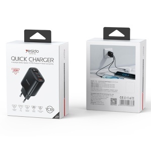 Incarcator de priza, 2x USB-C, 1x USB-A, PD 30W, Afisaj Digital, Yesido, Alb - Img 7