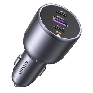 Incarcator pentru Masina cu Indicator LED, USB, 2x Type-C, 130W, Ugreen EC705 - Gri