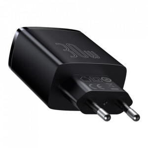 Incarcator priza Compact, USB-C, PD, 30W si 2x USB-A, QC 3A, Baseus (CCXJ-E01) - Negru - Img 2