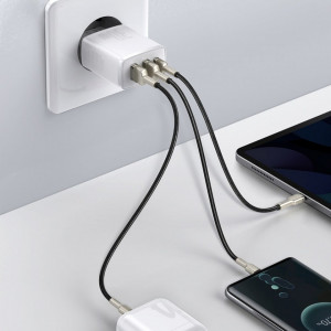 Incarcator priza Compact, USB-C, PD, 30W si 2x USB-A, QC 3A, Baseus (CCXJ-E02) - Alb - Img 6