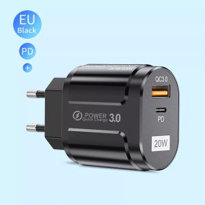 Incarcator Priza cu 2 porturi, USB, Type-C, QC 3.0, 20W, set cu sticker, CHPD038, Alb - Img 4