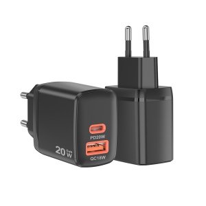 Incarcator Priza PD 20W, 1xUSB, 1xType-C, Fast Charging, SKYDDAR INNOVATION CH2, set cu sticker, Negru