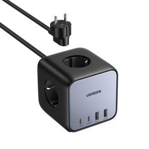 Incarcator Retea, Prelungitor 7in1, 2x USB-C, 2x USB, 3x AC, 2990W, 13A, PD65W, Ugreen DigiNest Cube CD268, Negru
