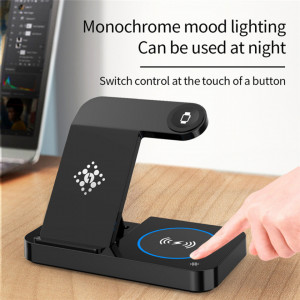 Incarcator Wireless 3 In 1, Fast Charger 15W, Compatibil cu Smartwatch, Casti, Smartphone, Skyddar Wireless Charge - Negru - Img 3