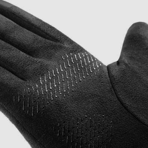 Manusi Touchscreen din piele ecologica, cu grip, unisex, Skyddar ST0010, set cu sticker, Negru - Img 4