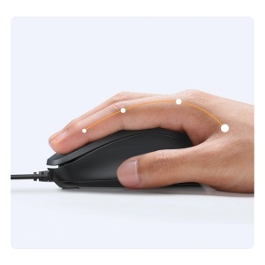 Mouse cu Fir, Ergonomic Design, USB, Plug&Play, 1200DPI, 1.5m, Ugreen MU007, Negru - Img 5